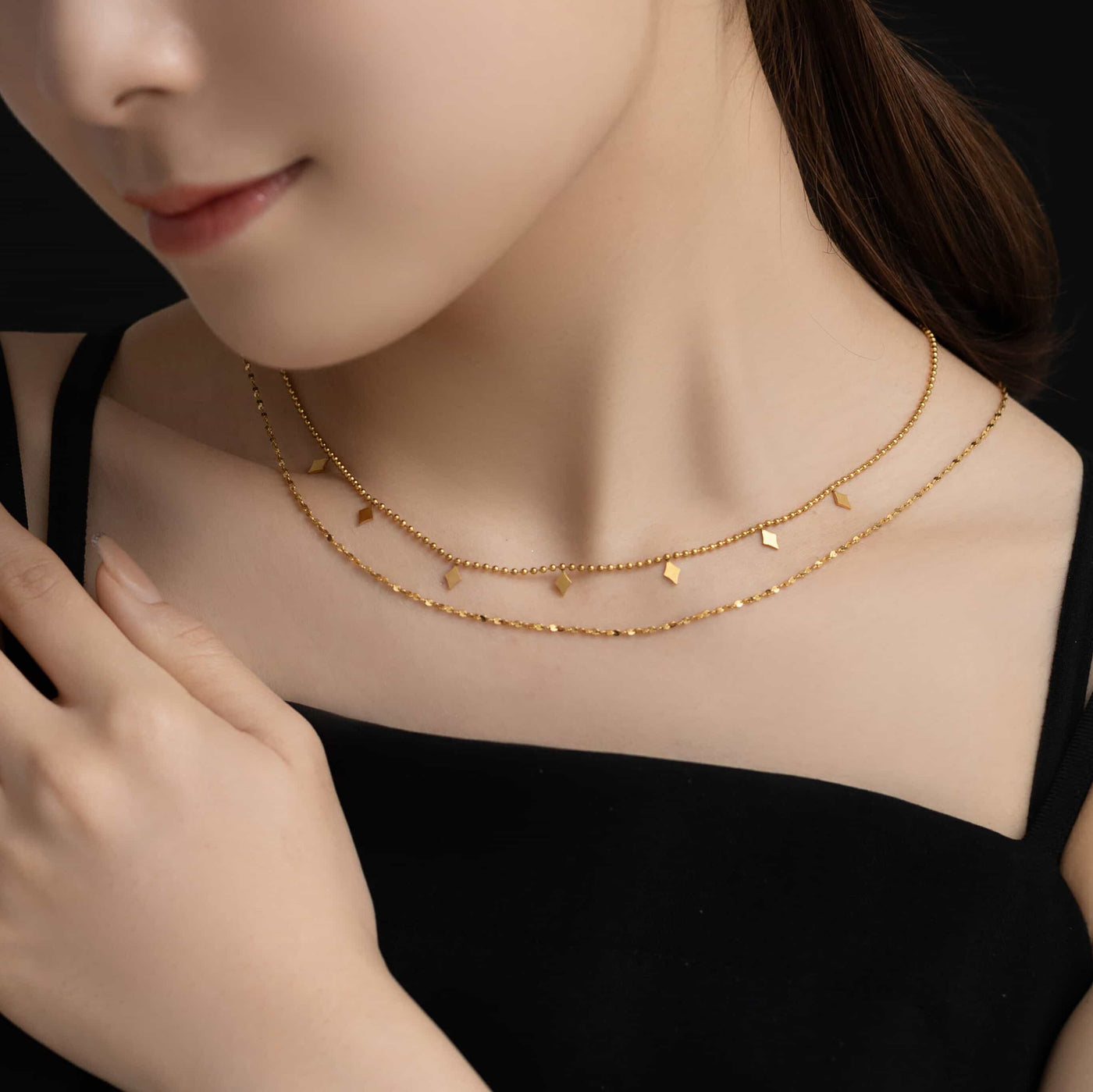 レイヤード ペタル チェーン ネックレス n62