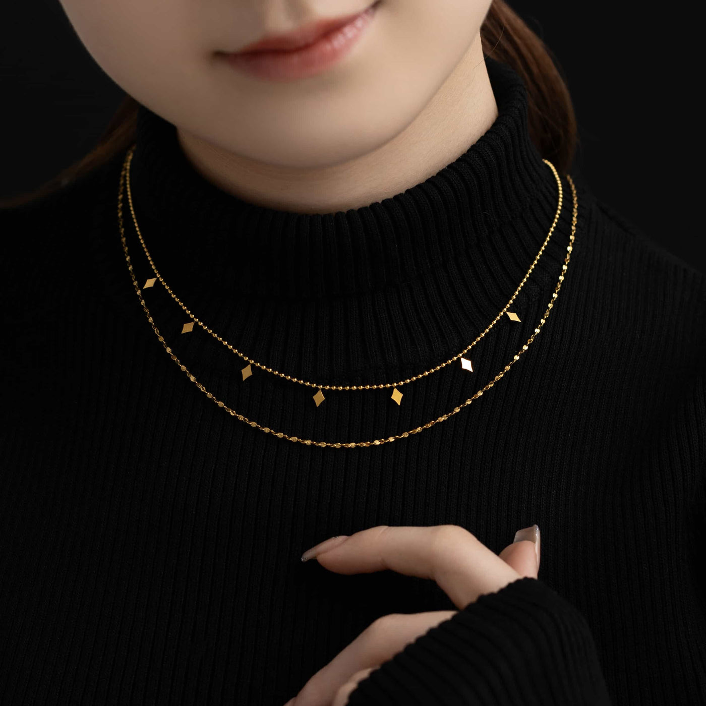 レイヤード ペタル チェーン ネックレス n62