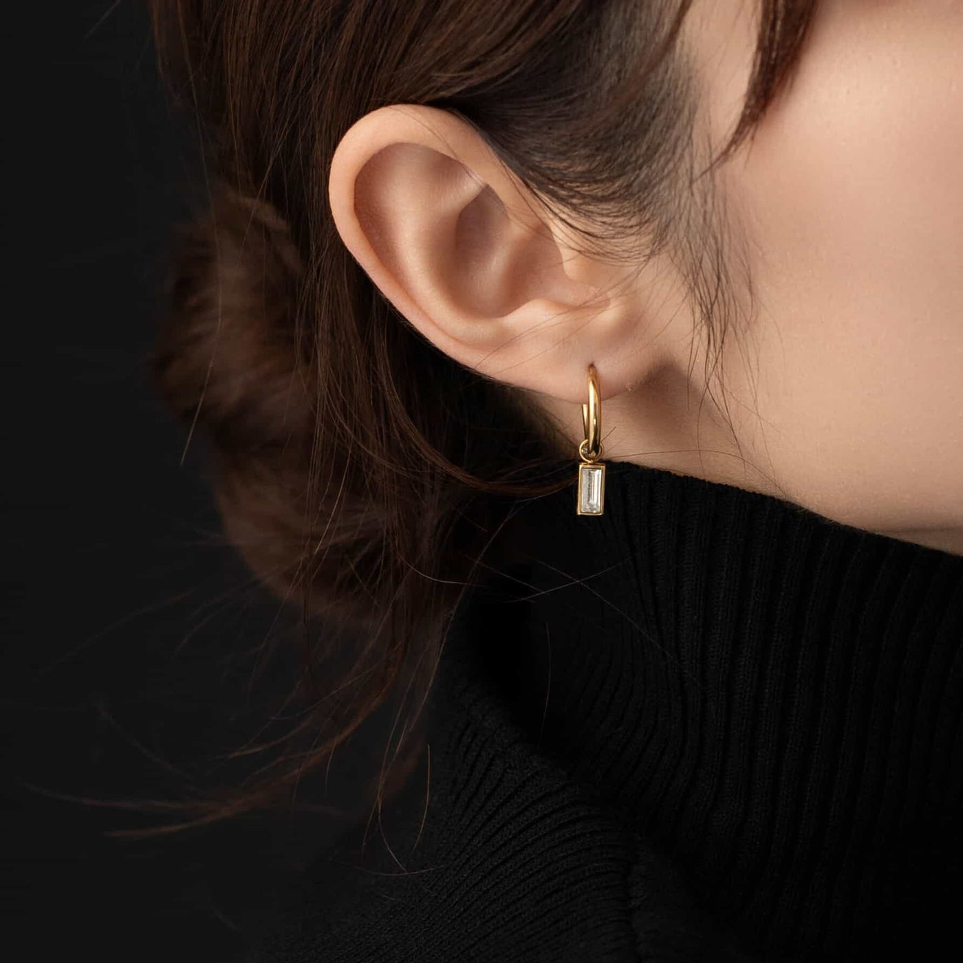 スクエア ジルコニア ピアス p88
