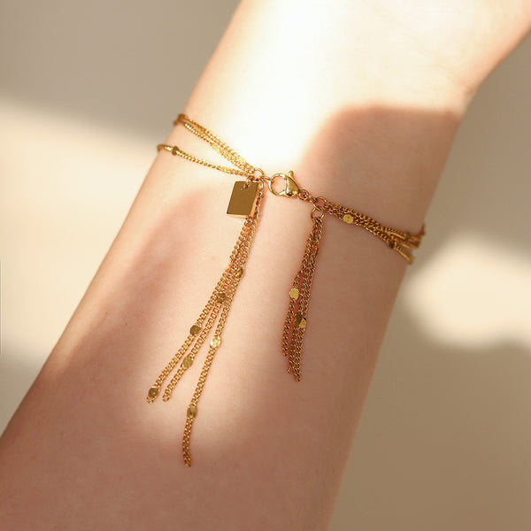 layered petal chain bracelet b22