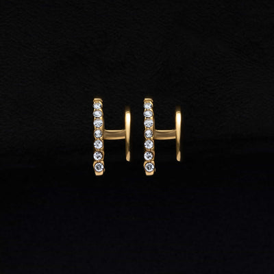 ビジュー ダブルライン ピアス p113